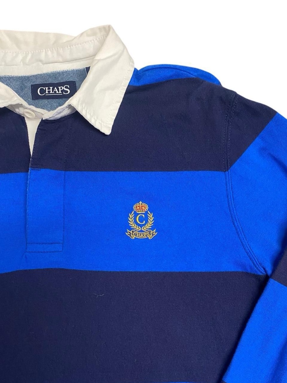 Vintage Chaps Ralph Lauren Rugby Shirt Blue Striped